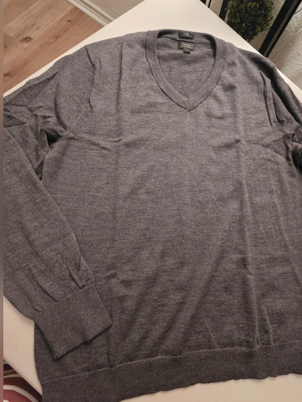 J. Crew Classic V-Neck Merino Sweater in Gray